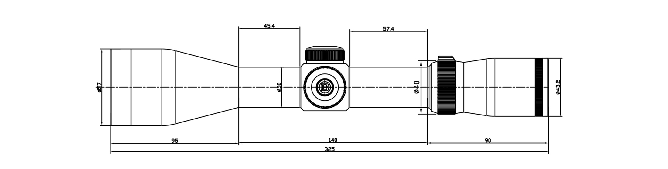 размеры Прицел оптический BRITE WA4X 2.5-10X50 IR